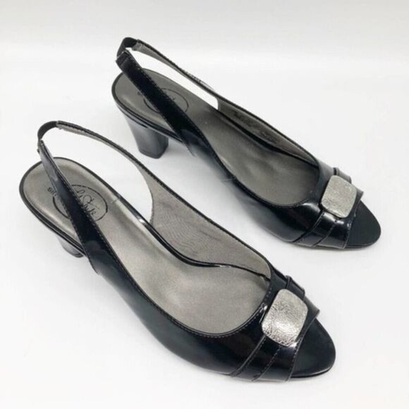 LIFE STRIDE Black Heloise Sling Back Heels - Picture 2 of 7